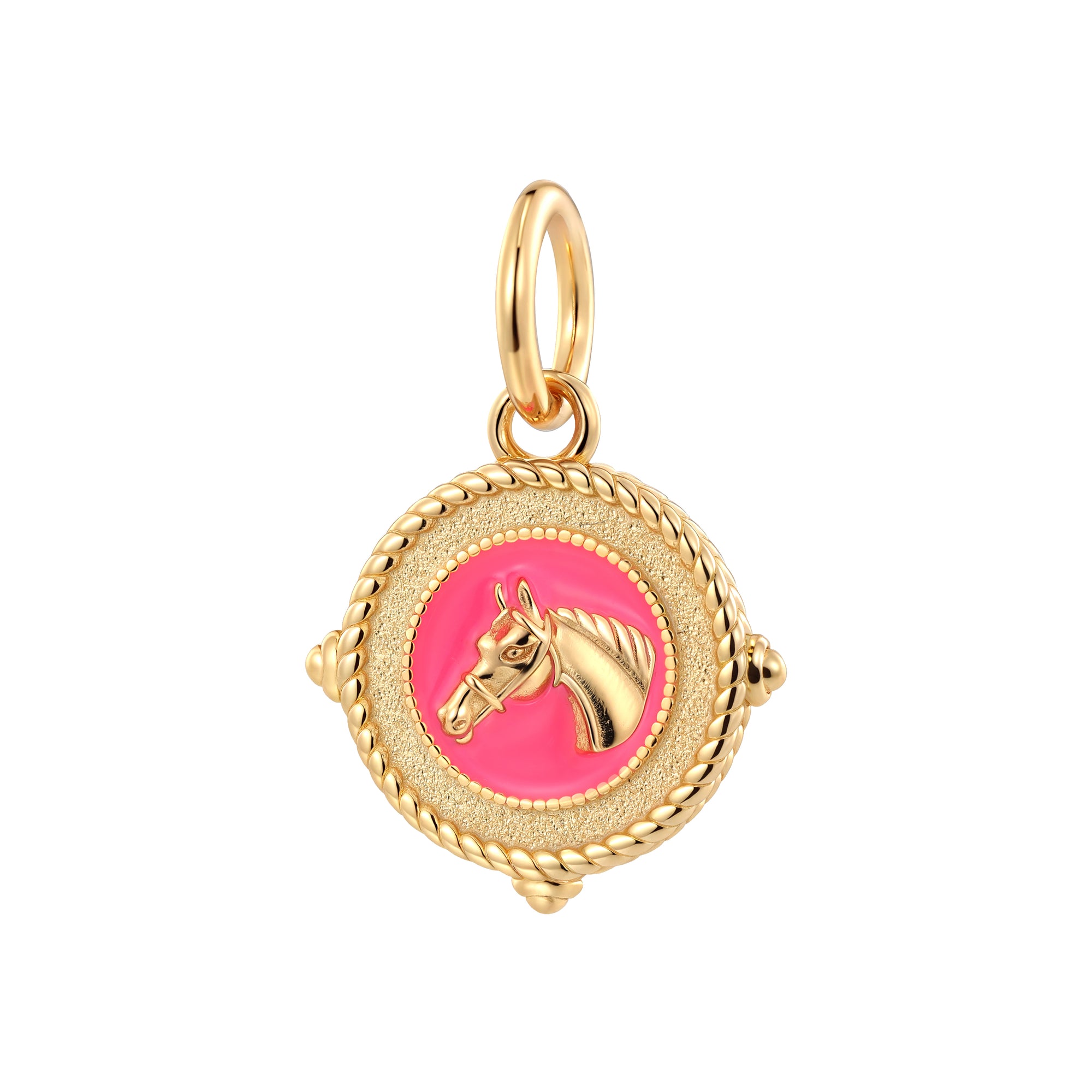 Horse Head Pink Enamel Charm